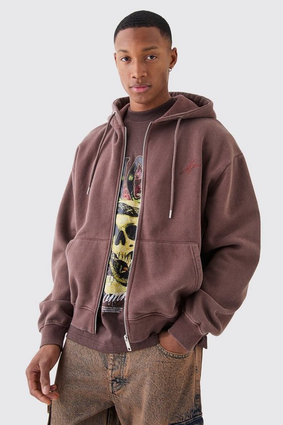 Kastiger Oversize Man Hoodie mit Reißverschluss