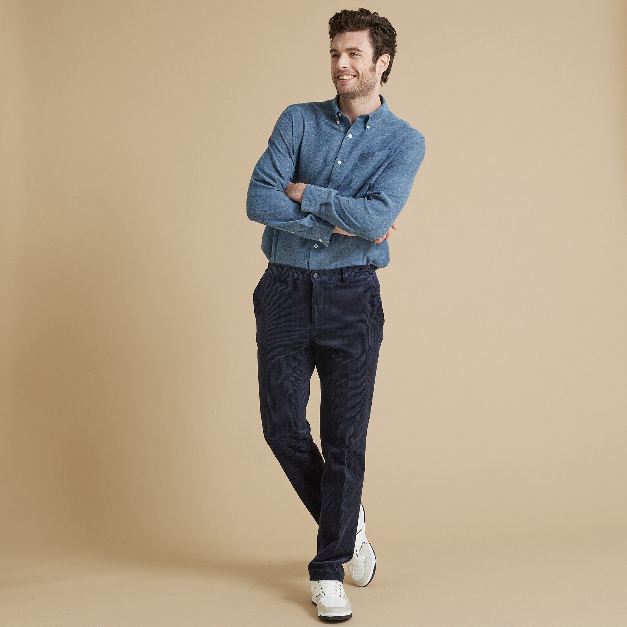 Pantalon velours taille élastiquée sans pince