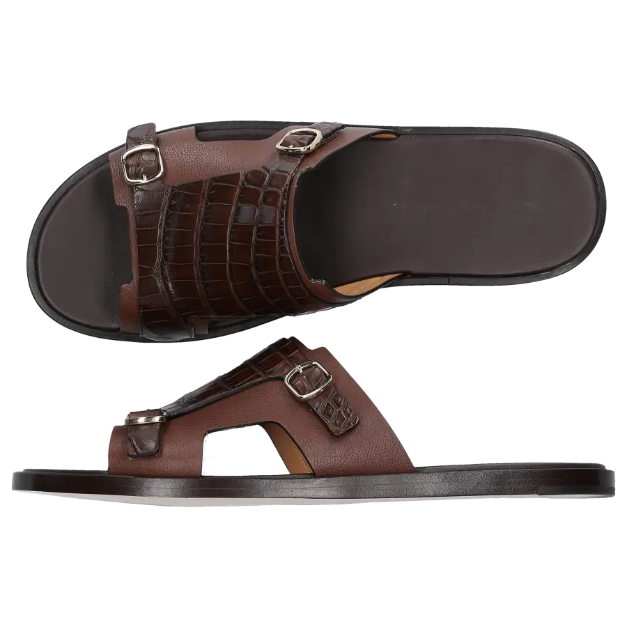 Santoni - Sandalen 16723 Krokodilleder - braun