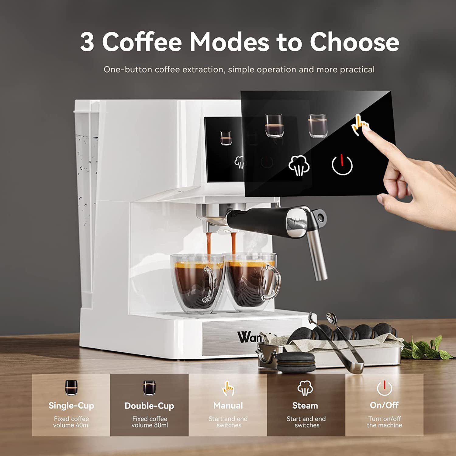 Daskoo Filterkaffeemaschine Espressomaschine Kaffeemaschine mit Milchschäumer 1.5L, 15 Bar Siebträgermaschine, Duale Temperaturkontrolle