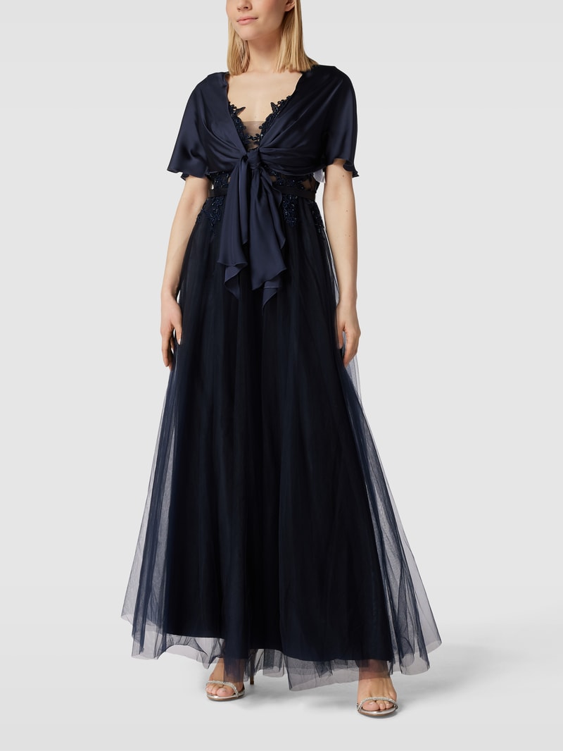 Bolero mit Schnürung in marineblau meliert