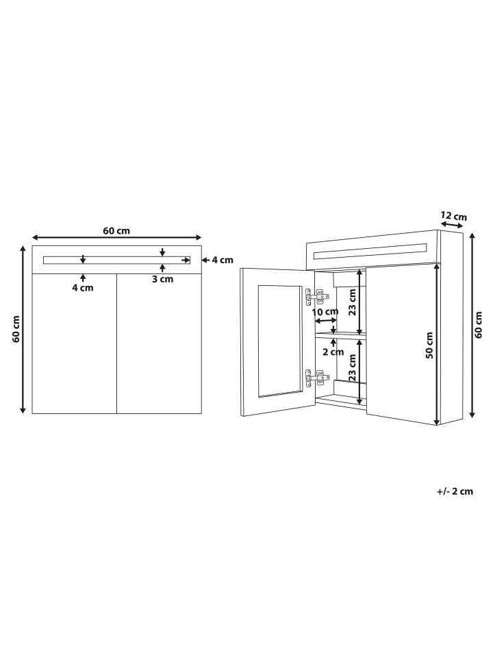Beliani Bad-Spiegelschrank JARAMILLO in Weiß/Silber - (W) 60 x (H) 60 x (L) 12 cm günstig kaufen onesize