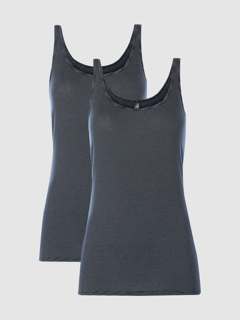 Tanktop mit Strukturmuster im 2er-Pack in dunkelblau