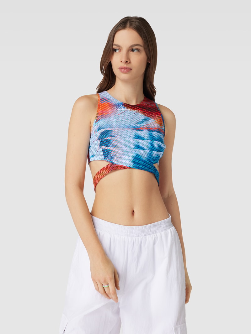 Crop Top mit Cut Out in aqua blau