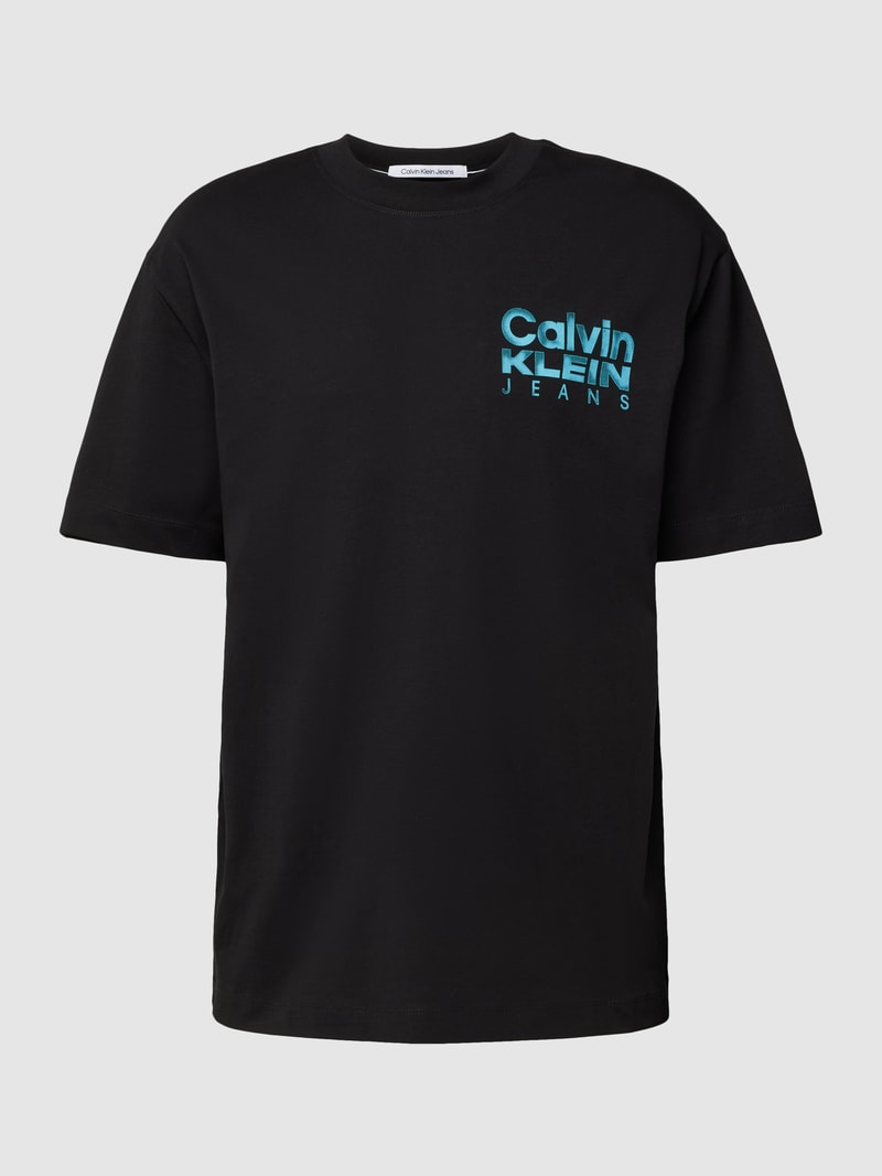 T-Shirt mit Rundhalsausschnitt Modell 'BOLD COLOR INSTITUTIONAL' in schwarz