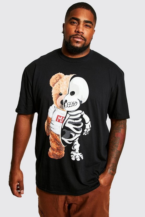 Plus T-Shirt mit Teddy Skelett-Print