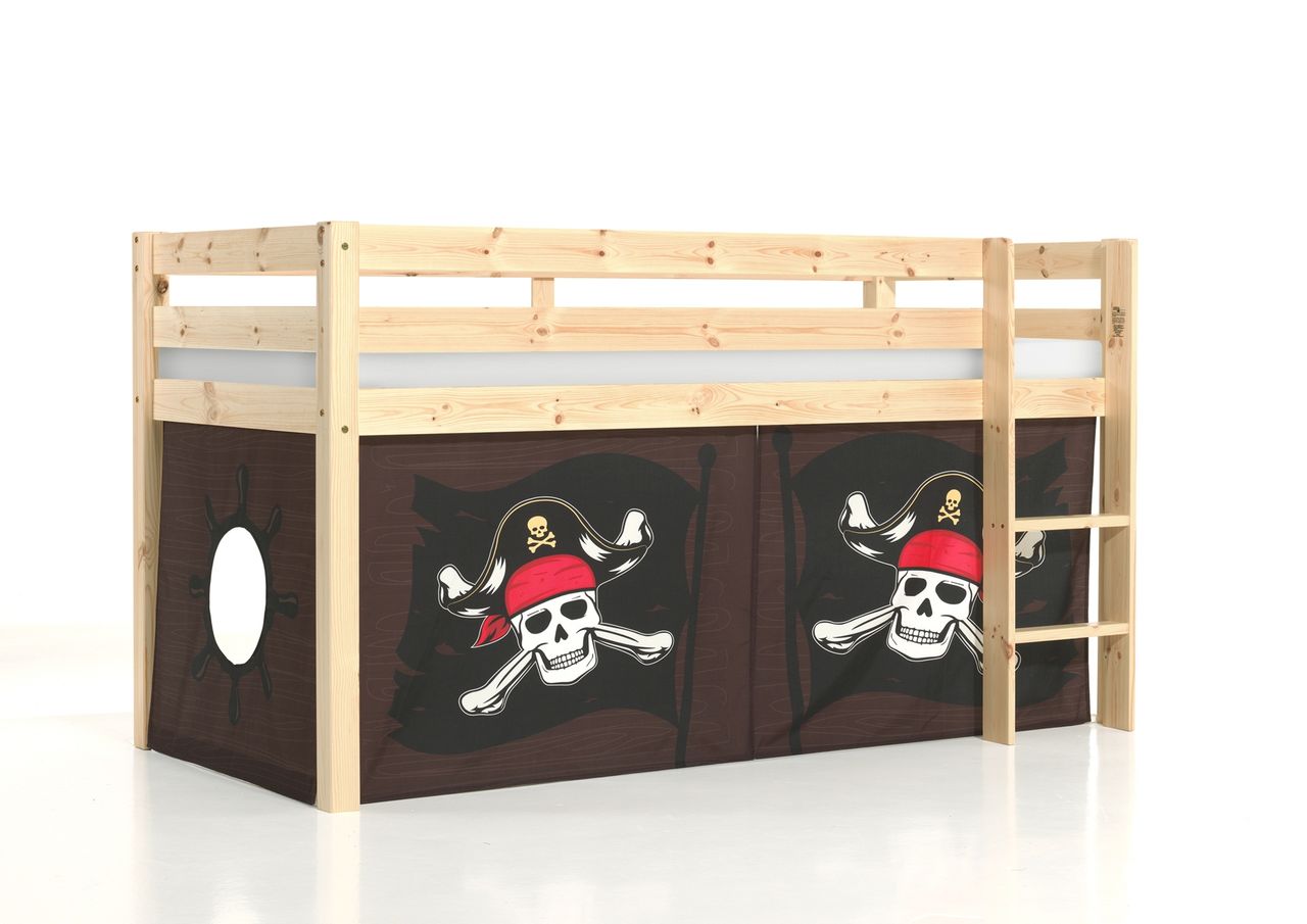 VIPACK Halbhohes Bett PINO, mit Textilset 