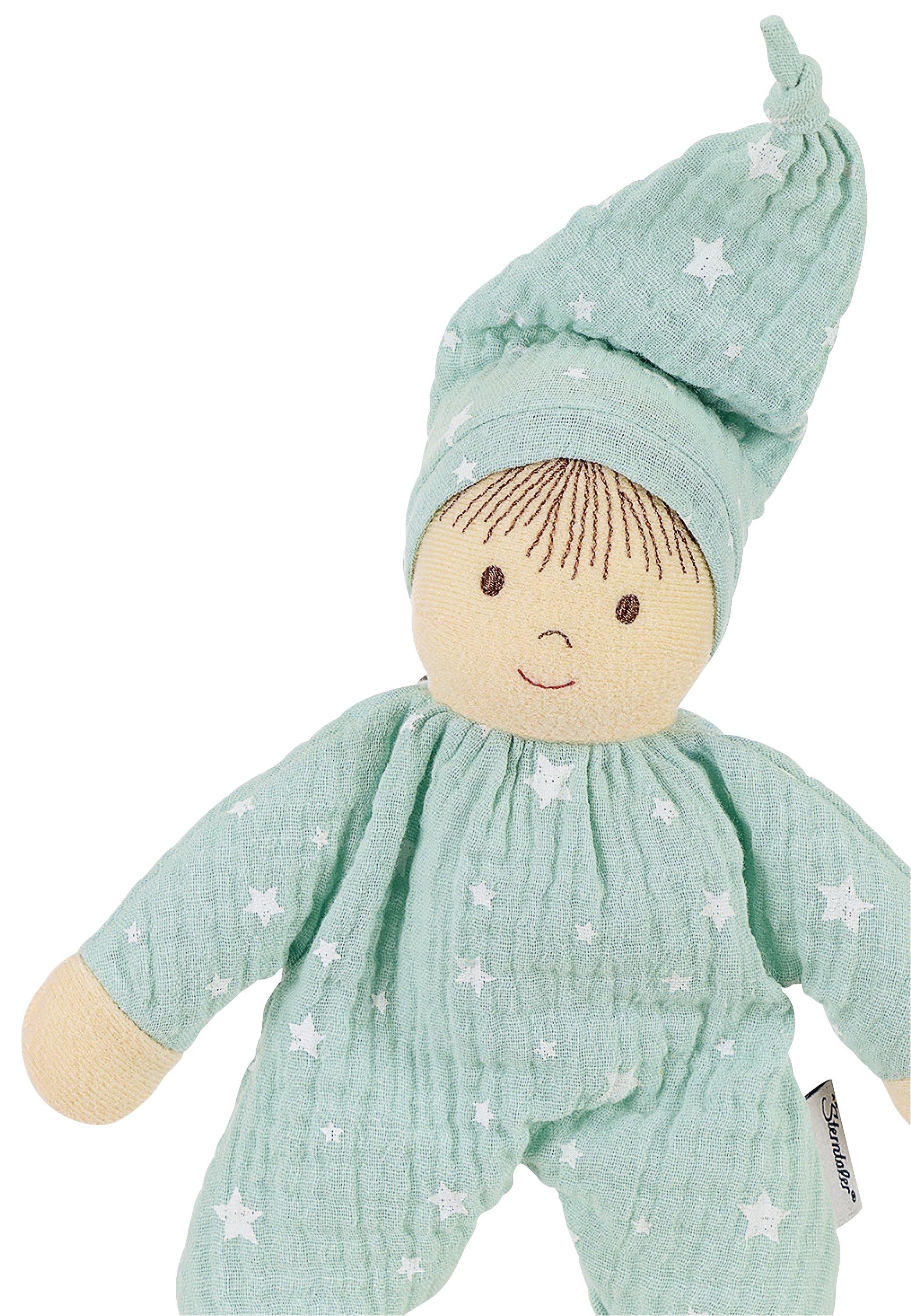 Spielpuppe in Mintgrün mit Sternchen