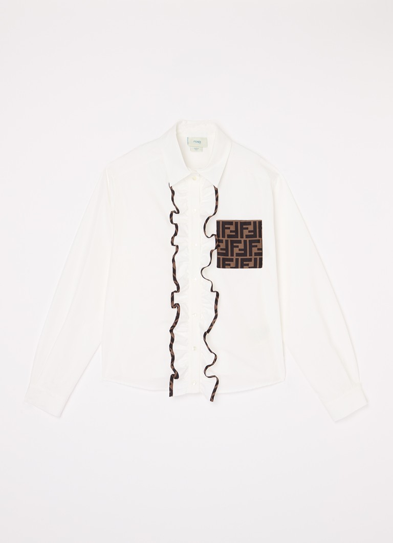 Fendi bluza s printom logotipa i volanima