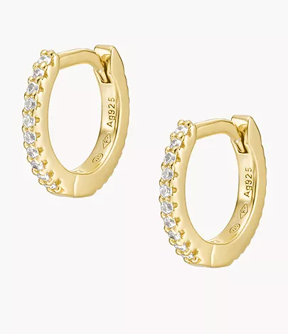 Fossil Creolen-Ohrringe Ellis Pavé Glitz Sterlingsilber goldfarben