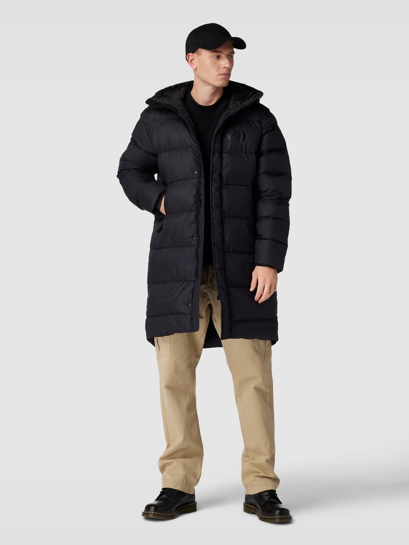 Steppparka mit Label-Print in schwarz