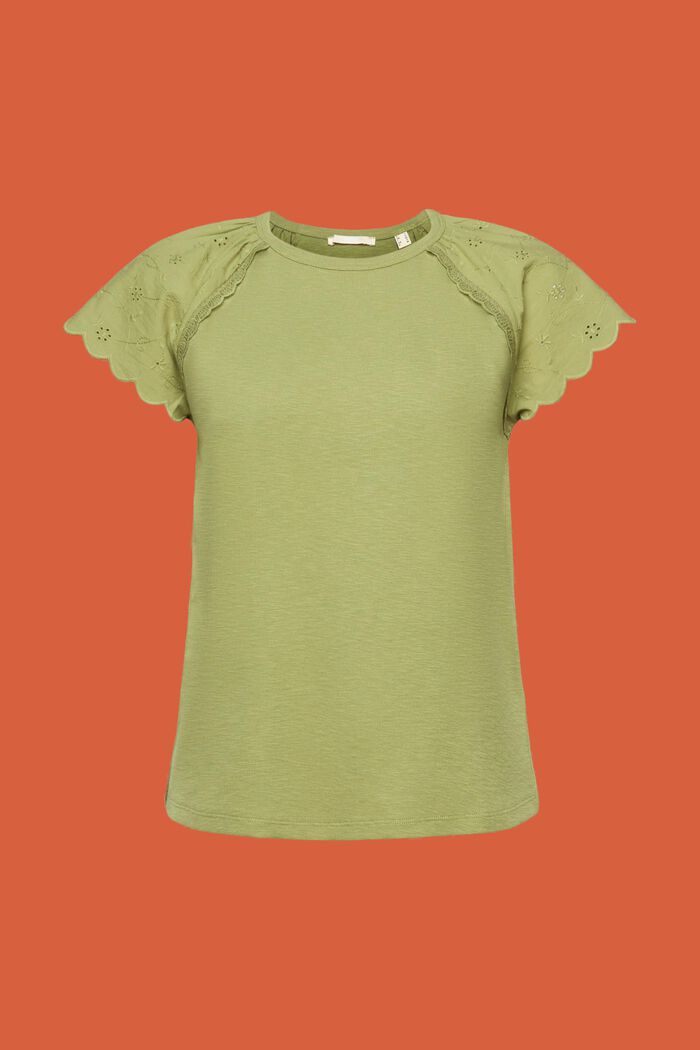 T-Shirt mit Lochstickerei am Ärmel