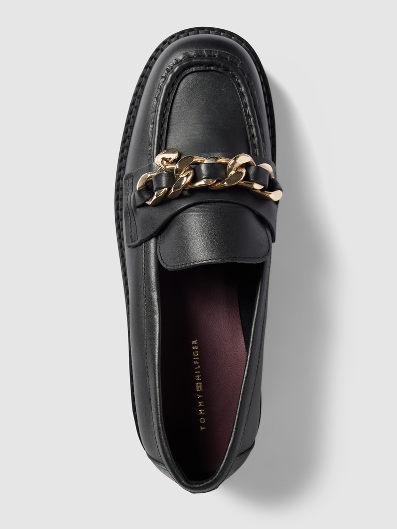 Penny-Loafer aus Leder mit Label-Detail Modell 'CHAIN CHUNKY' in schwarz