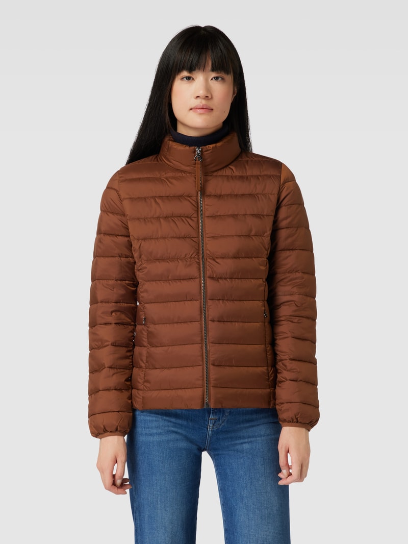 Steppjacke mit Stehkragen in cognac