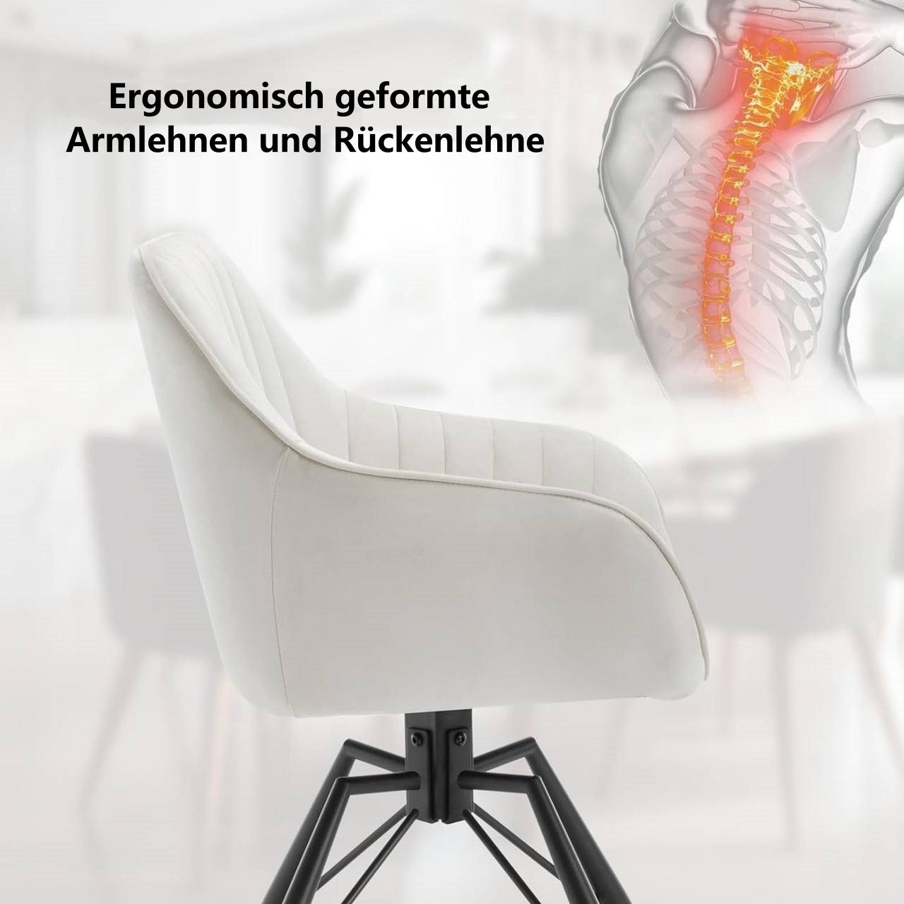 Woltu 4-Fußstuhl (1 St), Esszimmerstuhl drehbar Samt Sessel