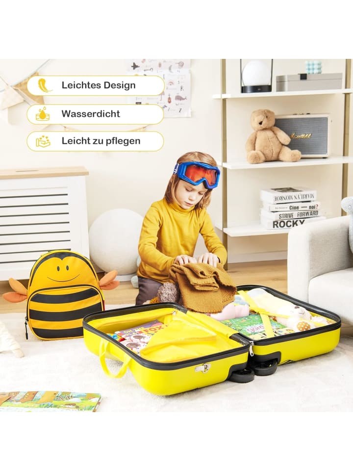 COSTWAY 2 tlg. Kinderkoffer Rucksack in Gelb günstig kaufen onesize