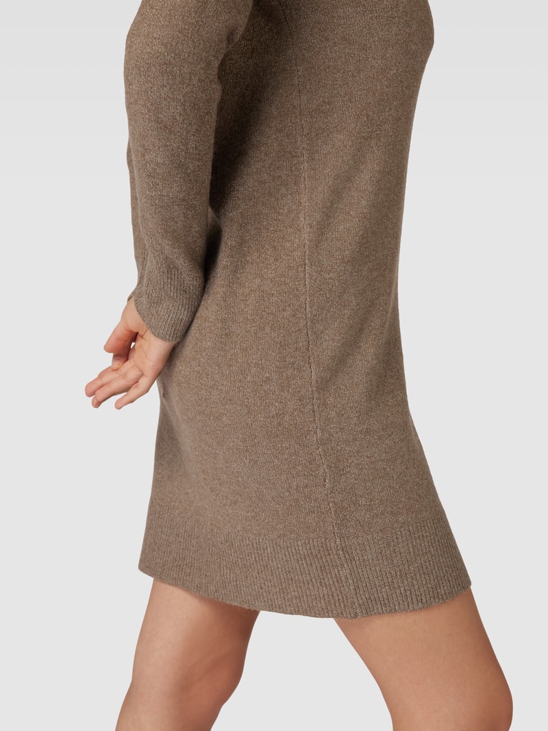Knielanges Strickkleid in Melange-Optik in mittelbraun