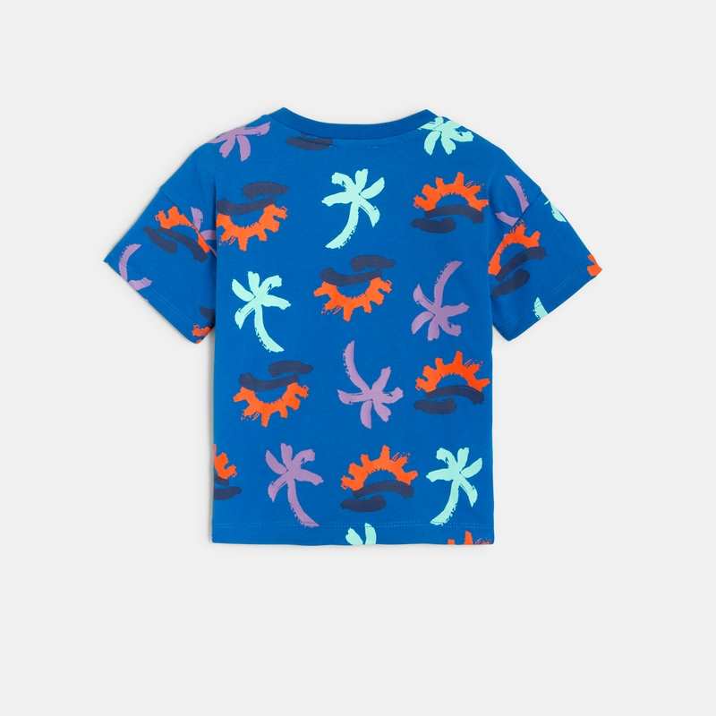 T-shirt bébé garçon bleu à imprimés palmiers Catimini