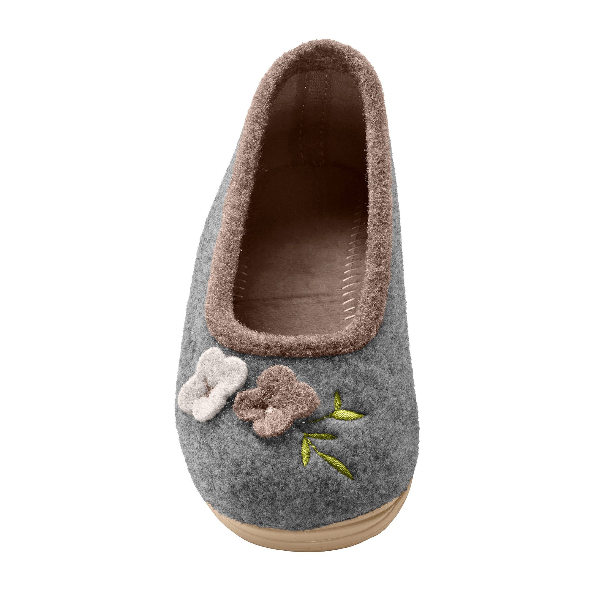 Chaussons ballerines feutrine avec fleur appliquée
