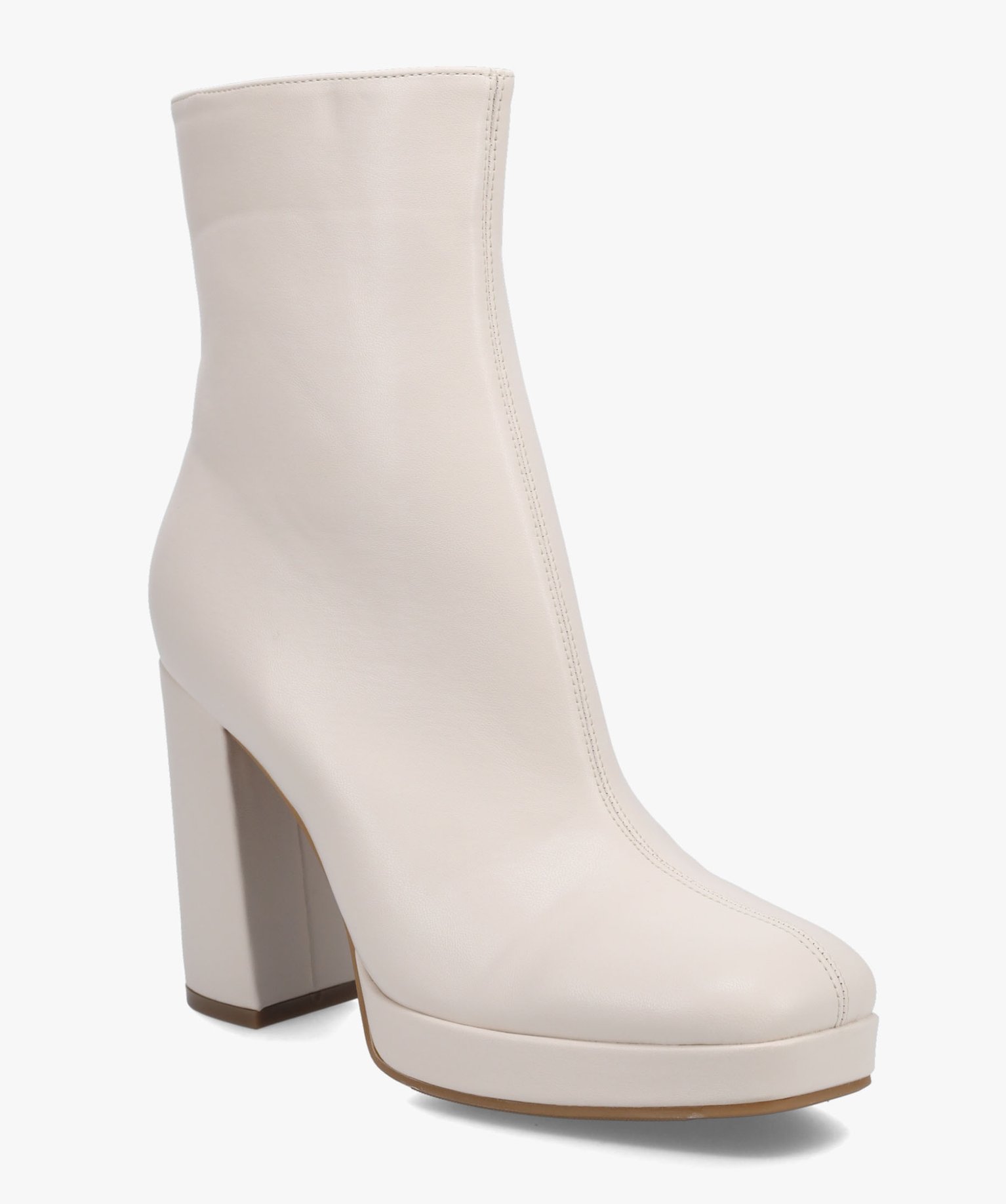 Boots femme unies à talon et bout carré – Claudia Ghizzani beige | GEMO
