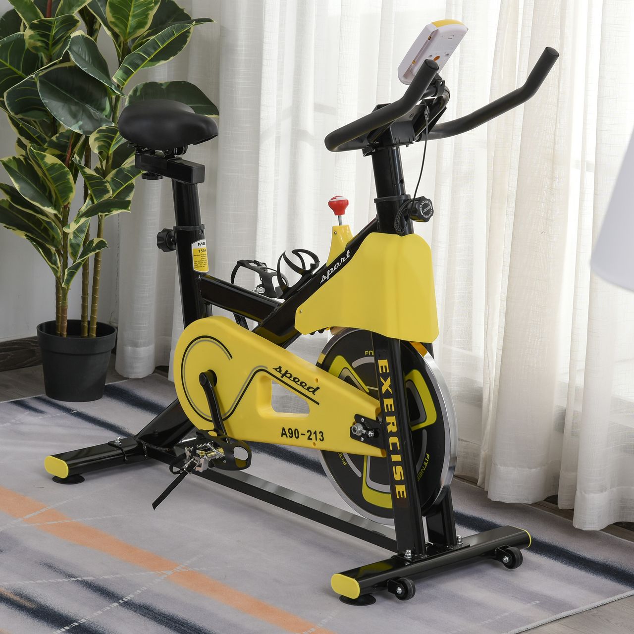 HOMCOM Fahrradtrainer höhenverstellbar Rollentrainer Stahl ABS Gelb Schwarz