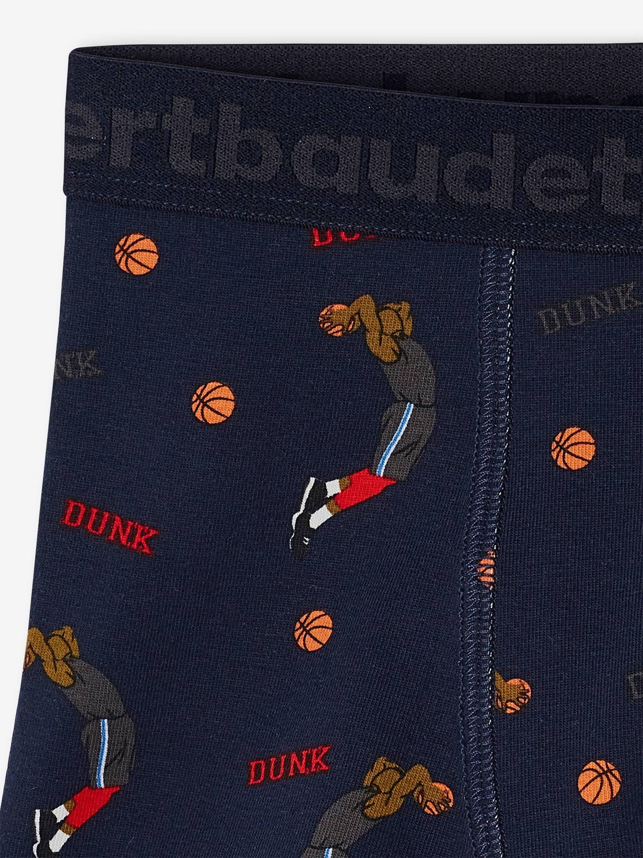 Vertbaudet 5er-Pack Jungen Boxershorts mit Bio-Baumwolle, Basketball - grau meliert