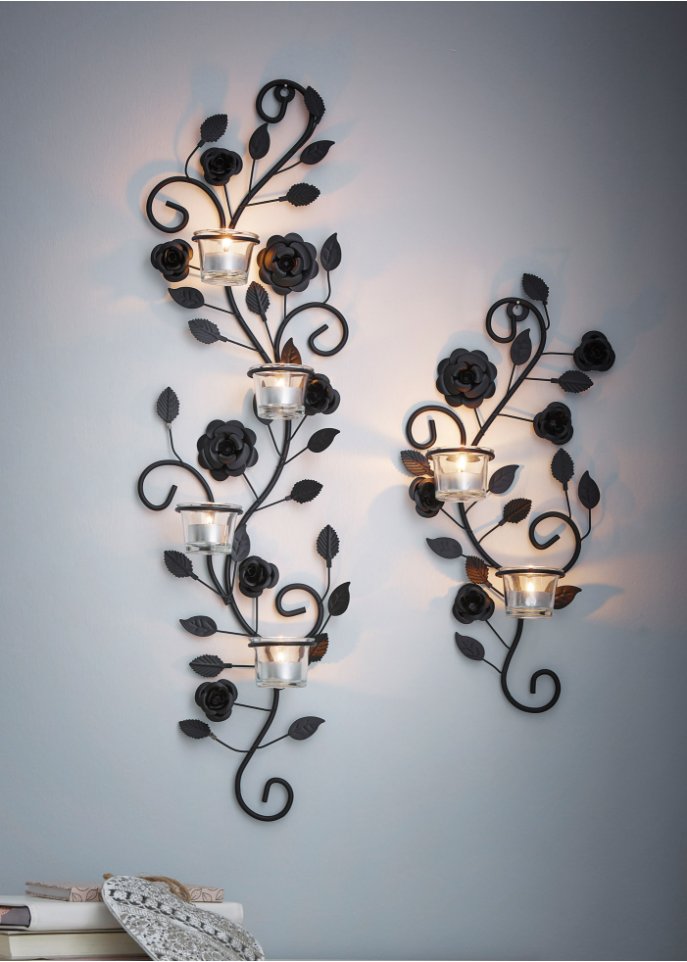 Wandkerzenhalter mit Rosenranke (2-tlg.Set)