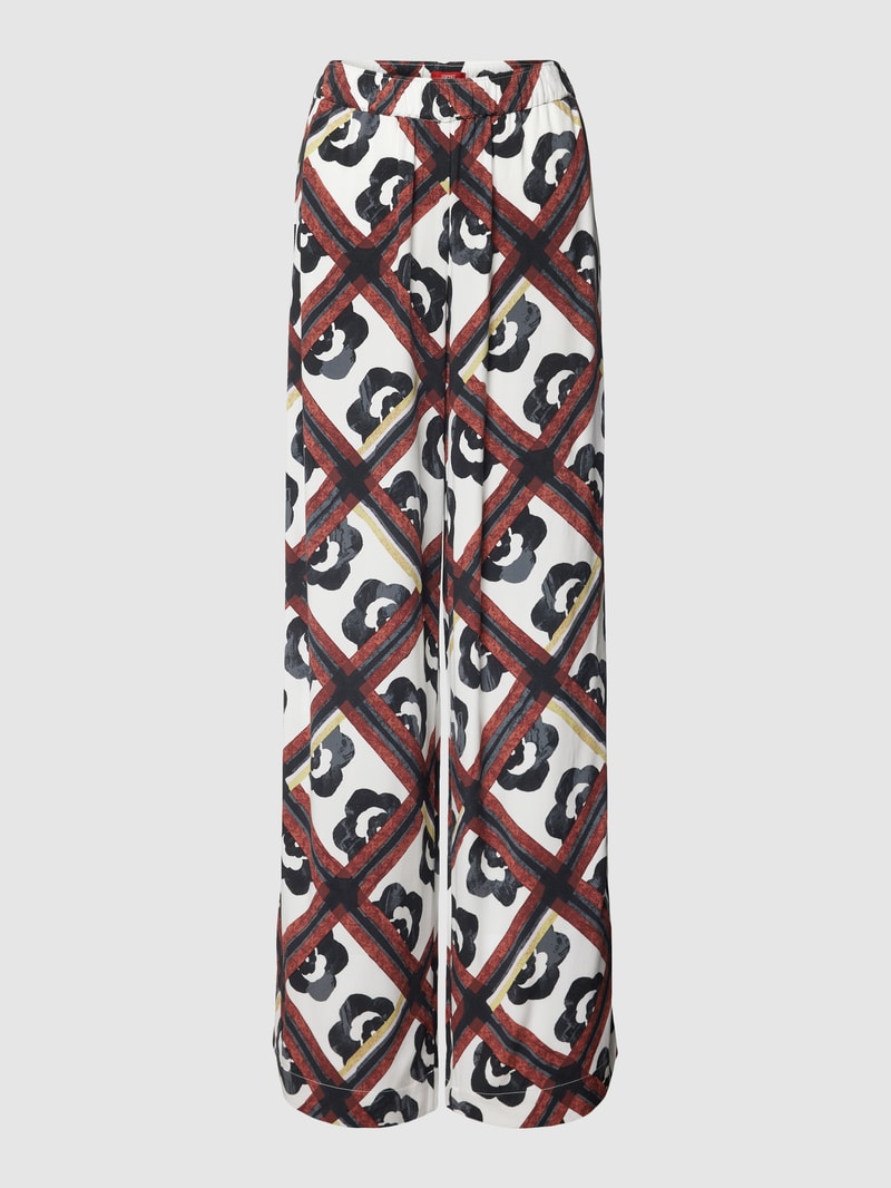 Stoffhose aus Viskose mit Allover-Muster in weiß