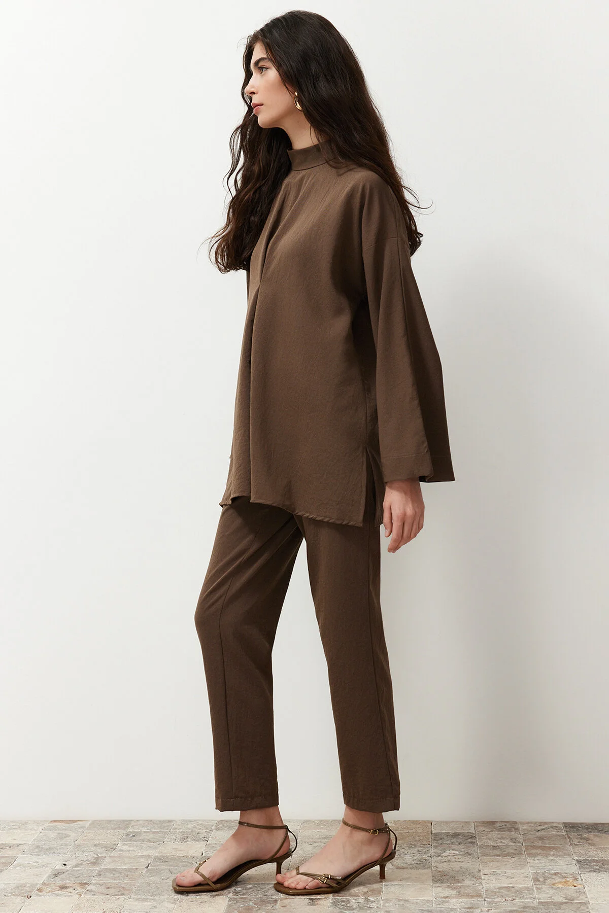 Trendyol Modest  Geräucherter Kragen, detailliert gewebtes Aerobin-Unterteil, Oberteil-Set TCTSS24US00055