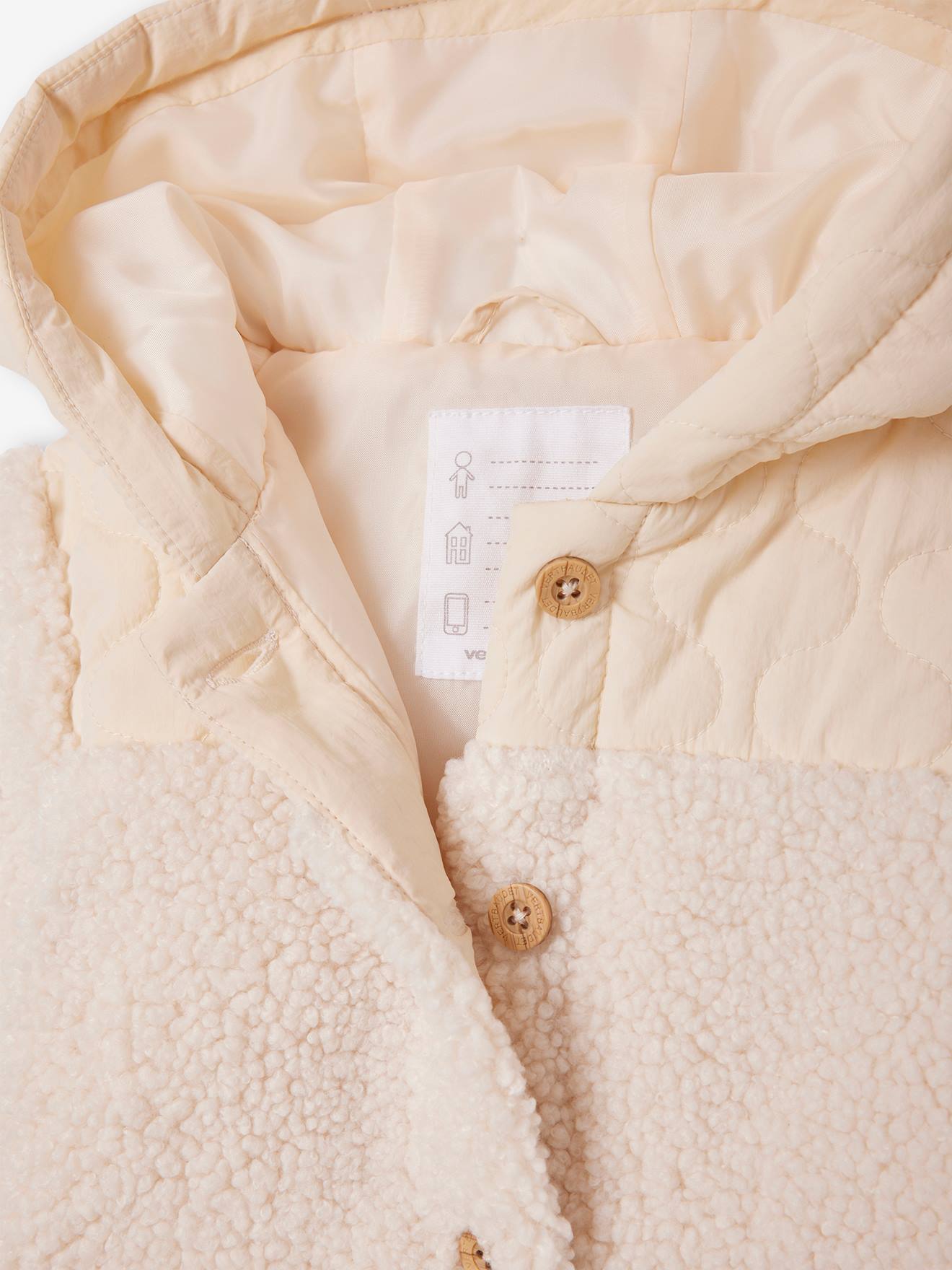 Vertbaudet Baby Steppjacke mit Kapuze - wollweiß