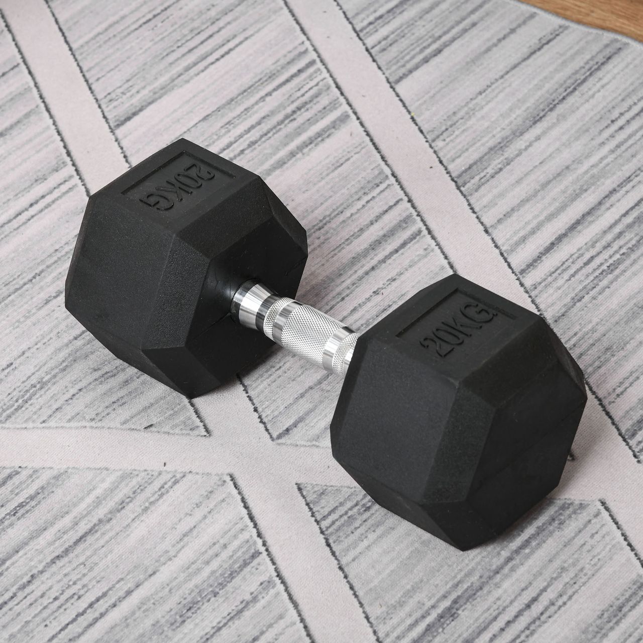 HOMCOM Gummi-Hantel Fitness Hantel Kurzhantel für Trainingsraum schwarz 20 KG