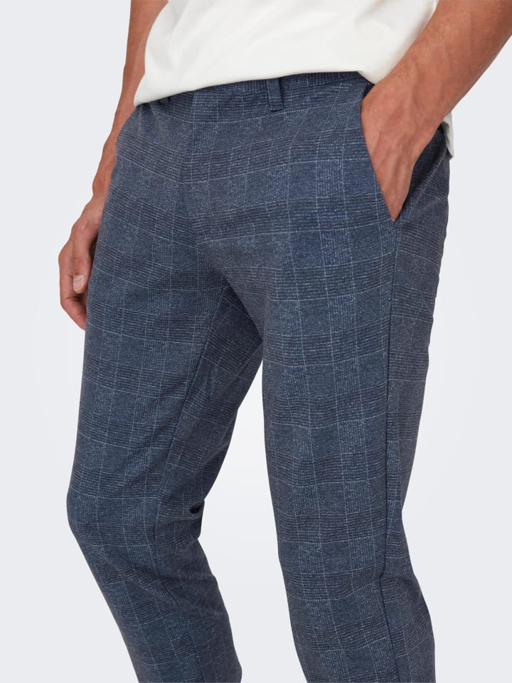 Only&Sons Stoffhose Karierte Stretch Chino Trousers ONSMARK in Blau günstig kaufen