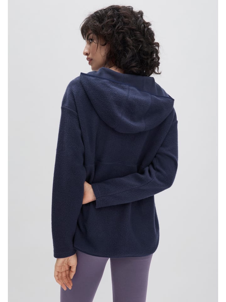 Hessnatur Fleece-Hoodie in dunkelblau günstig kaufen