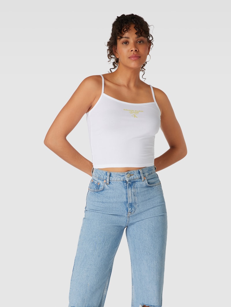 Top mit Label-Print Modell 'STRAPPY' in weiss
