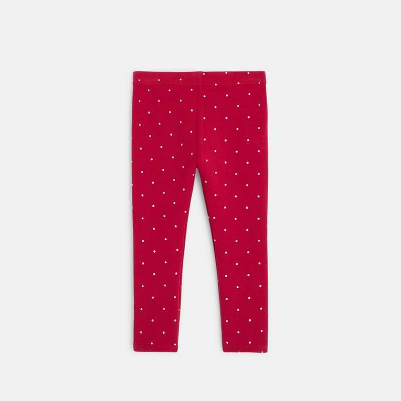 Legging molleton bio imprimé pois rose bébé fille