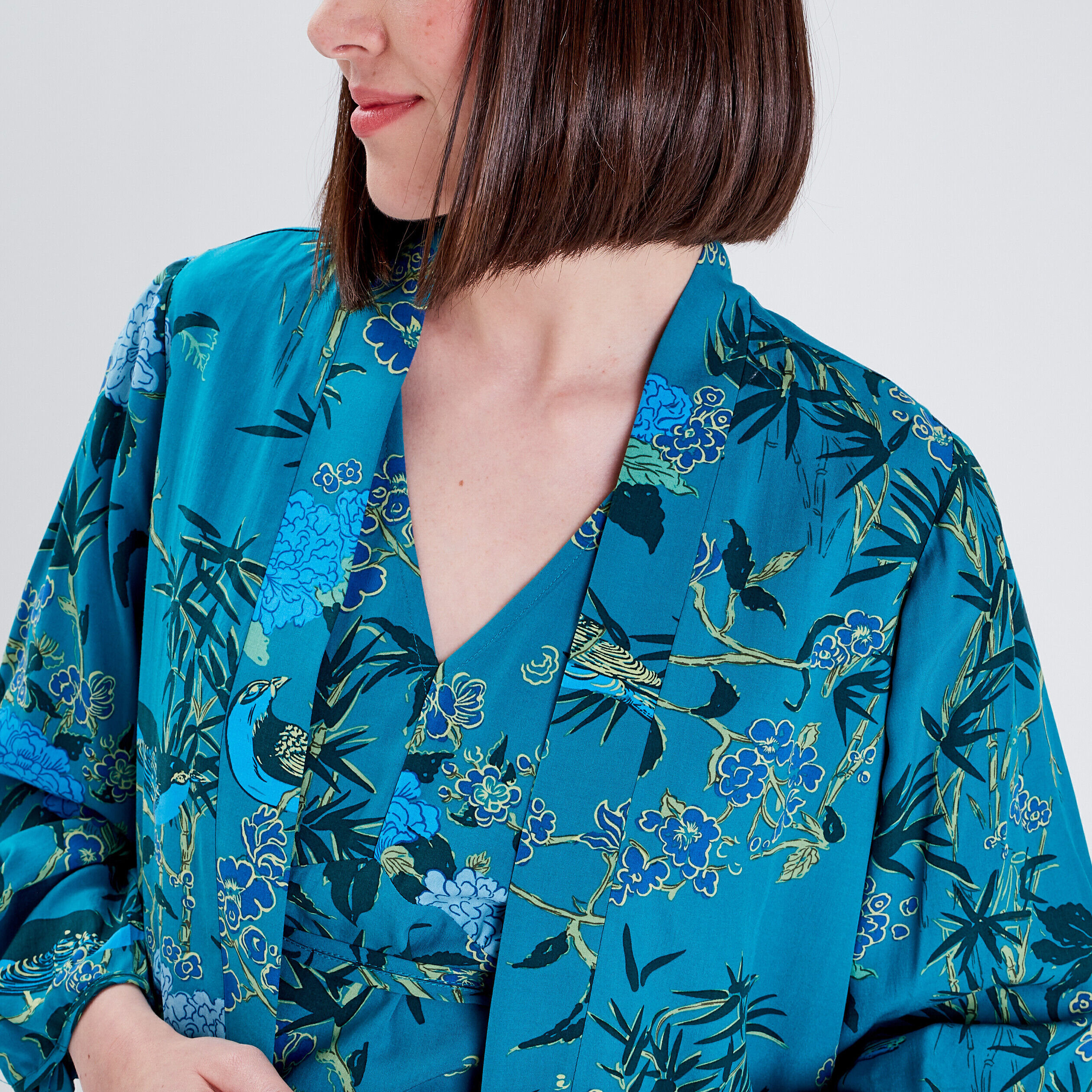Veste droite manches 3/4 bleu femme | Cache Cache