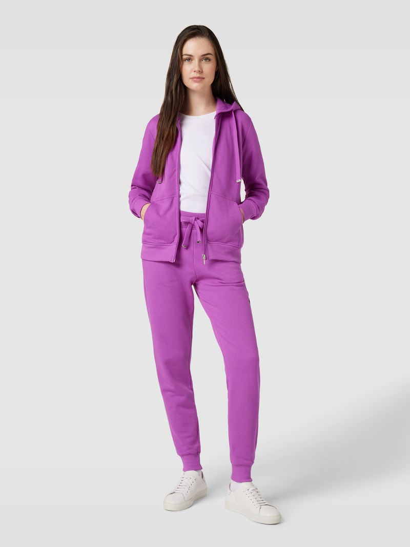 Sweatjacke mit gerippten Abschlüssen in lila