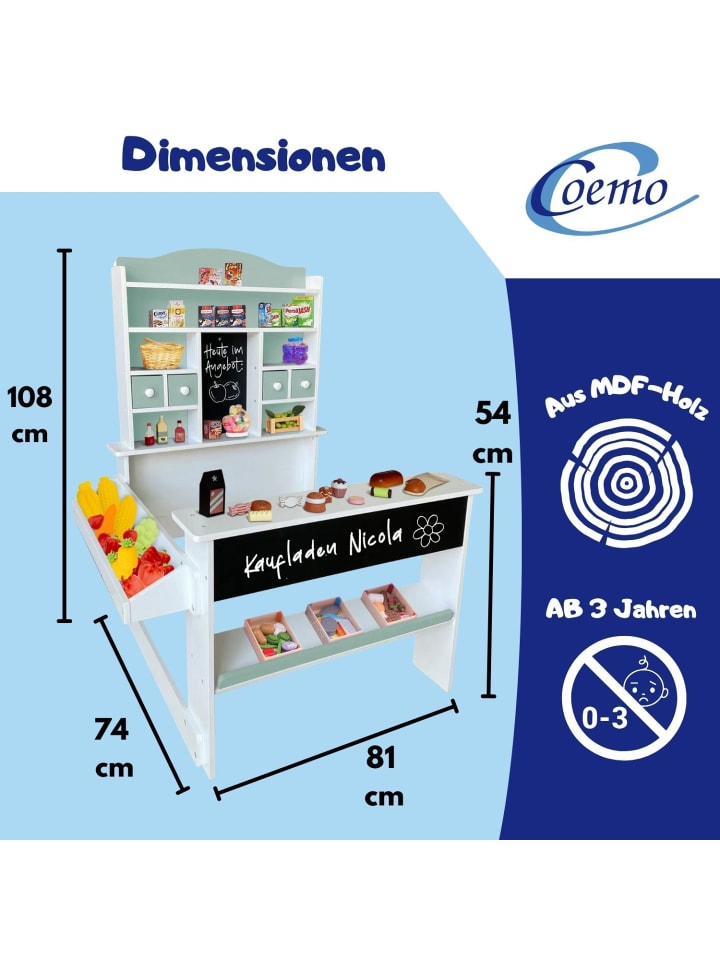 Coemo Kaufladen Nicola Holz mit Theke in Grün günstig kaufen onesize