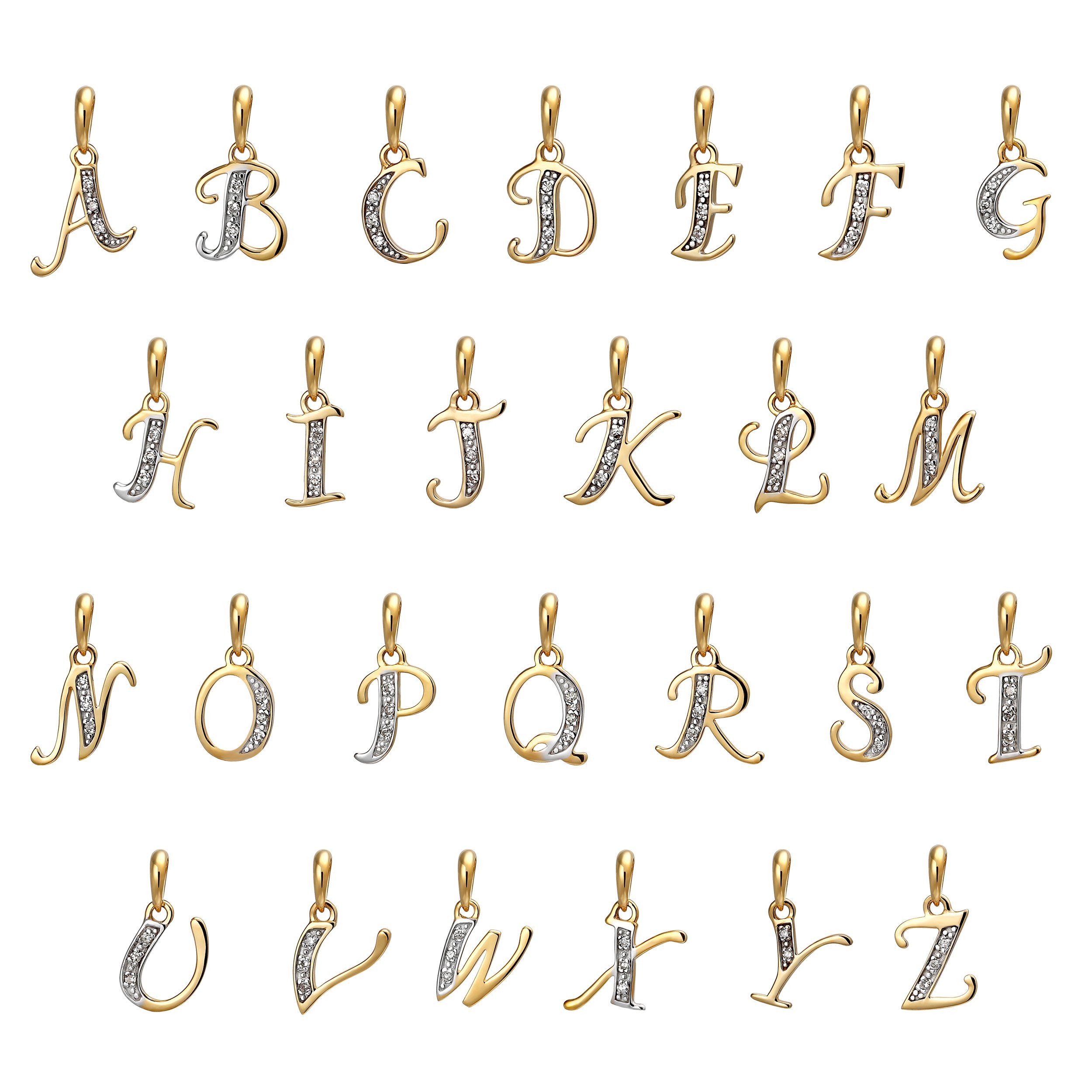 NKlaus Buchstabenanhänger Kettenanhänger Buchstabe F mit 3 Diamanten 333 Gel