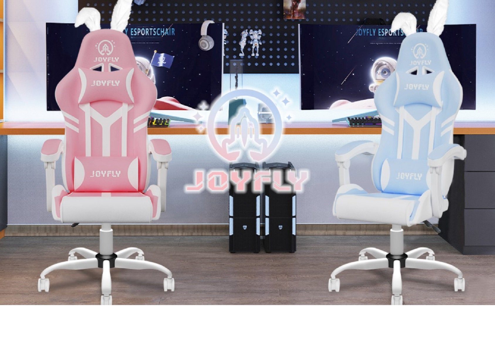 JUNG Gaming-Stuhl JOYFLY Gaming Stuhl Bürostuhl Ergonomisch, Lendenkissen verstellbar (210kg Belastbar, Zockerstuhl, Zocker, Sessel Gaming, 1 St), Pc Sessel, Computerstuhl, Computer Stuhl, Zockersessel