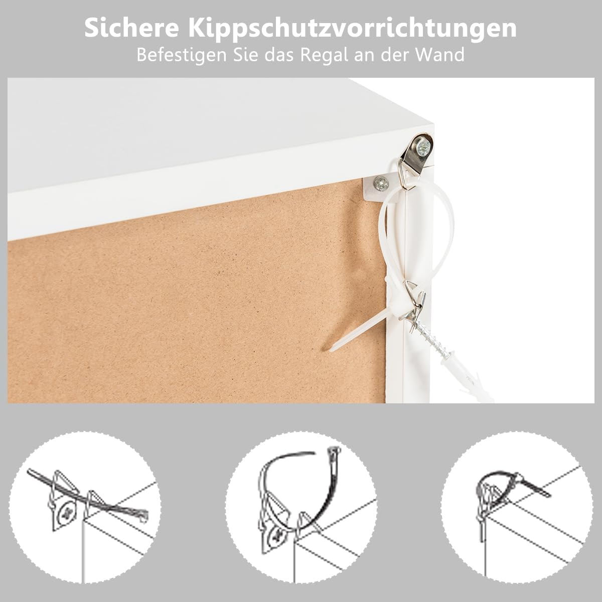 Costway COSTWAY Bücherregal mit 6 Fächer, 3 Türen