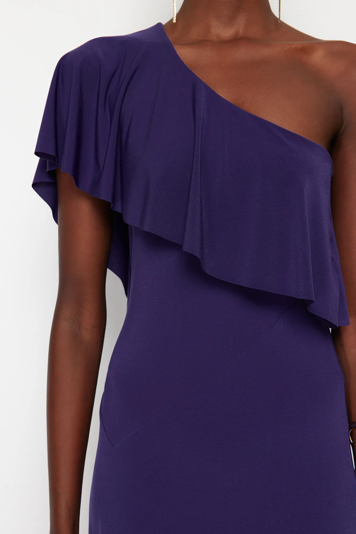 Trendyol Collection  Lila Taillenöffnung/Skater-Strick-elegantes Abendkleid TPRSS24EL00096