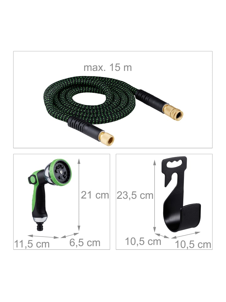 relaxdays Gartenschlauch in Grün/ Schwarz - 15 m günstig kaufen onesize