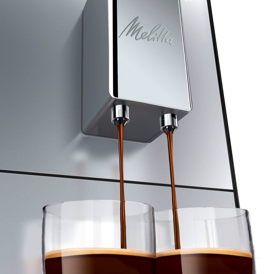 Melitta Kaffeevollautomat Solo® E950-203, silber/schwarz, Perfekt für Café crème & Espresso, nur 20cm breit