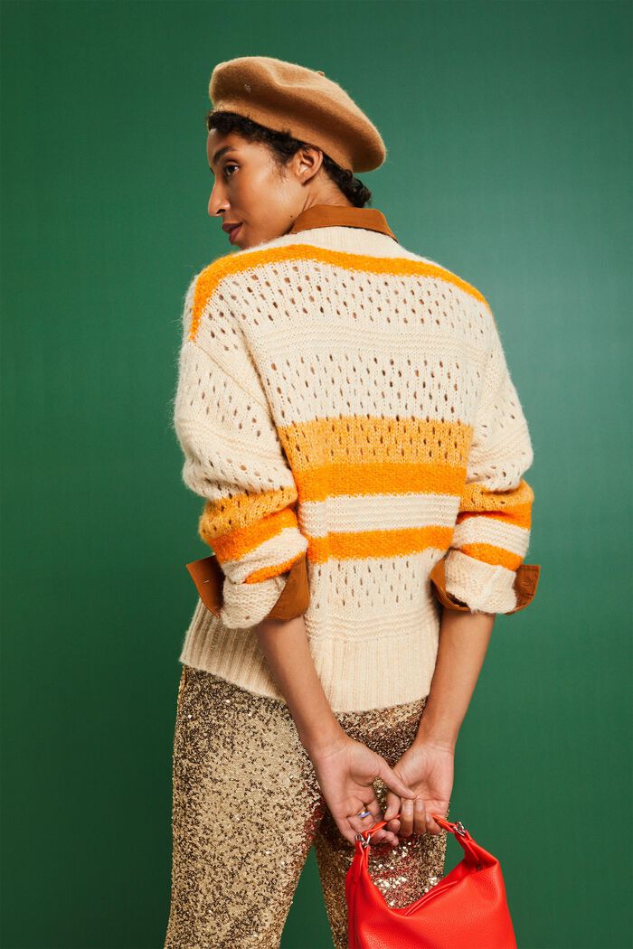 Gestreifter Cardigan aus Wollmix