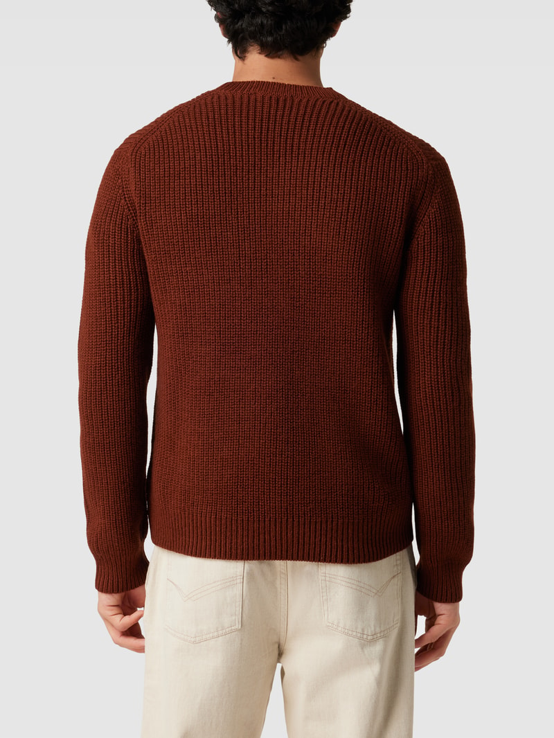 Strickpullover mit Rundhalsausschnitt Modell 'Preston' in rostrot