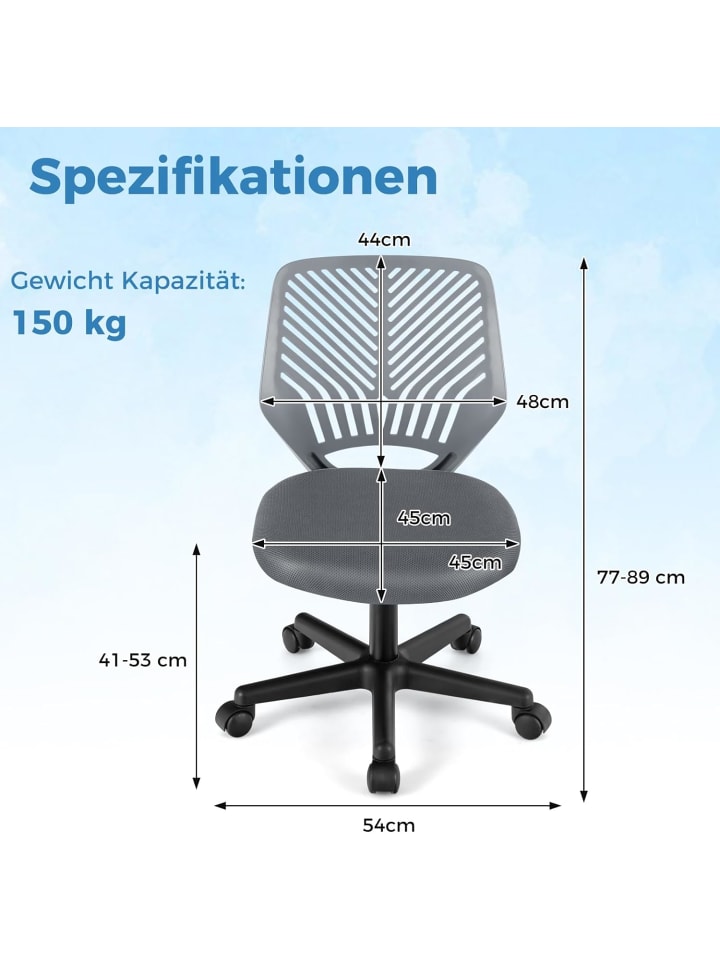 COSTWAY Schreibtischstuhl für Kinder in Grau günstig kaufen onesize