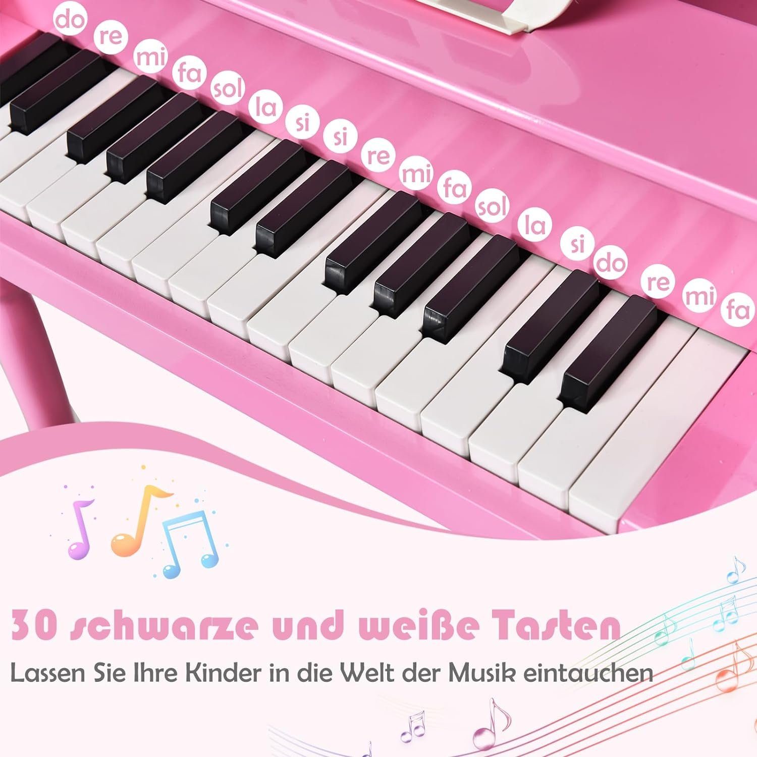 KOMFOTTEU Keyboard Kinderklavier, mit Hocker, für Kinder von 3-8 Jahren