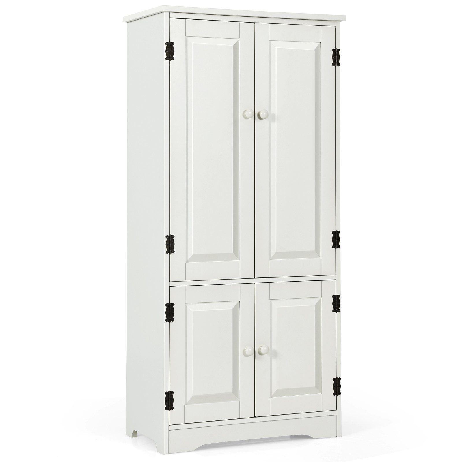 COSTWAY Mehrzweckschrank mit Türen&verstellbarem Regal, Holz, 58,5x31,5x123cm