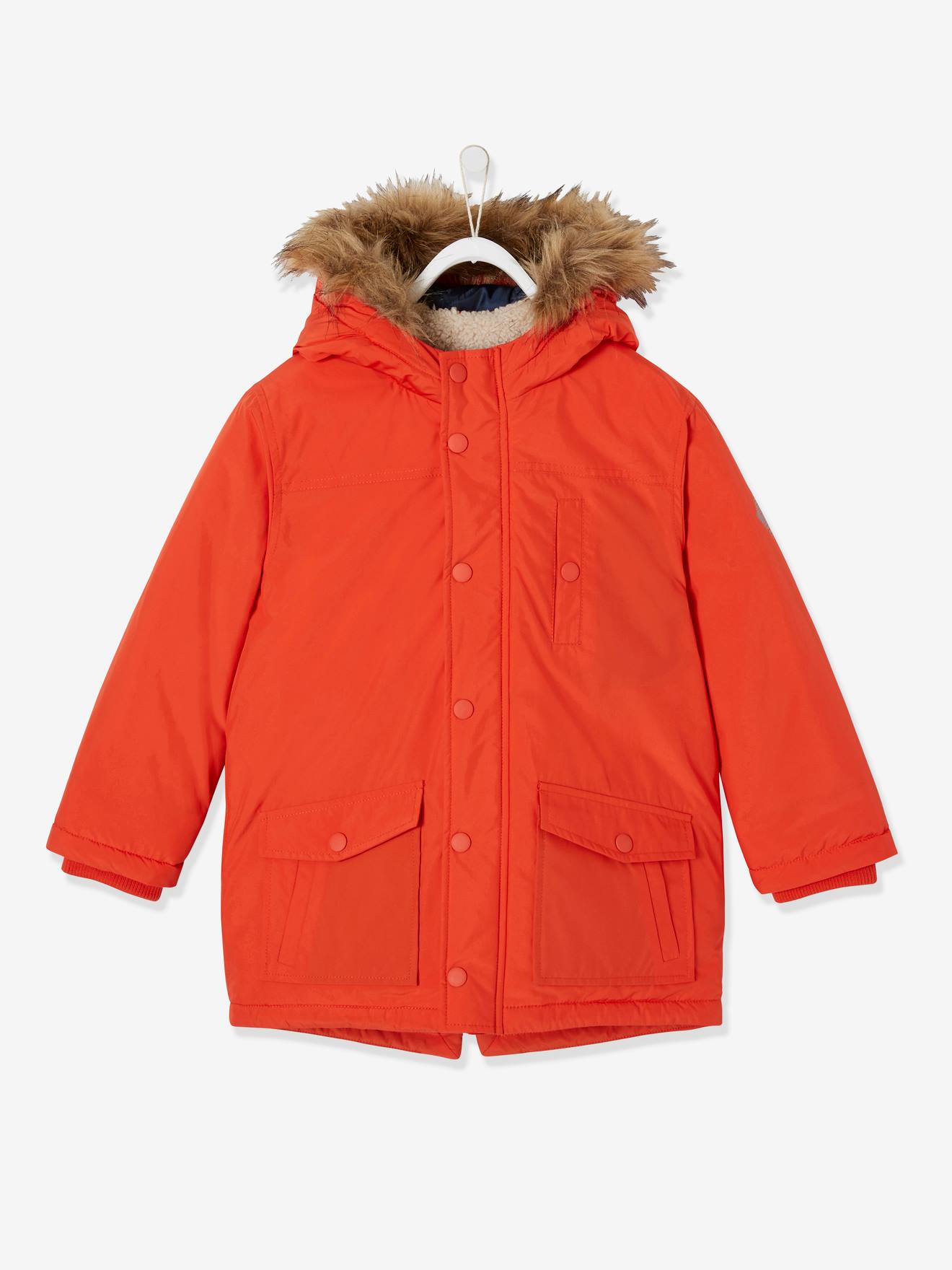 Parka technique à capuche garçon orange
